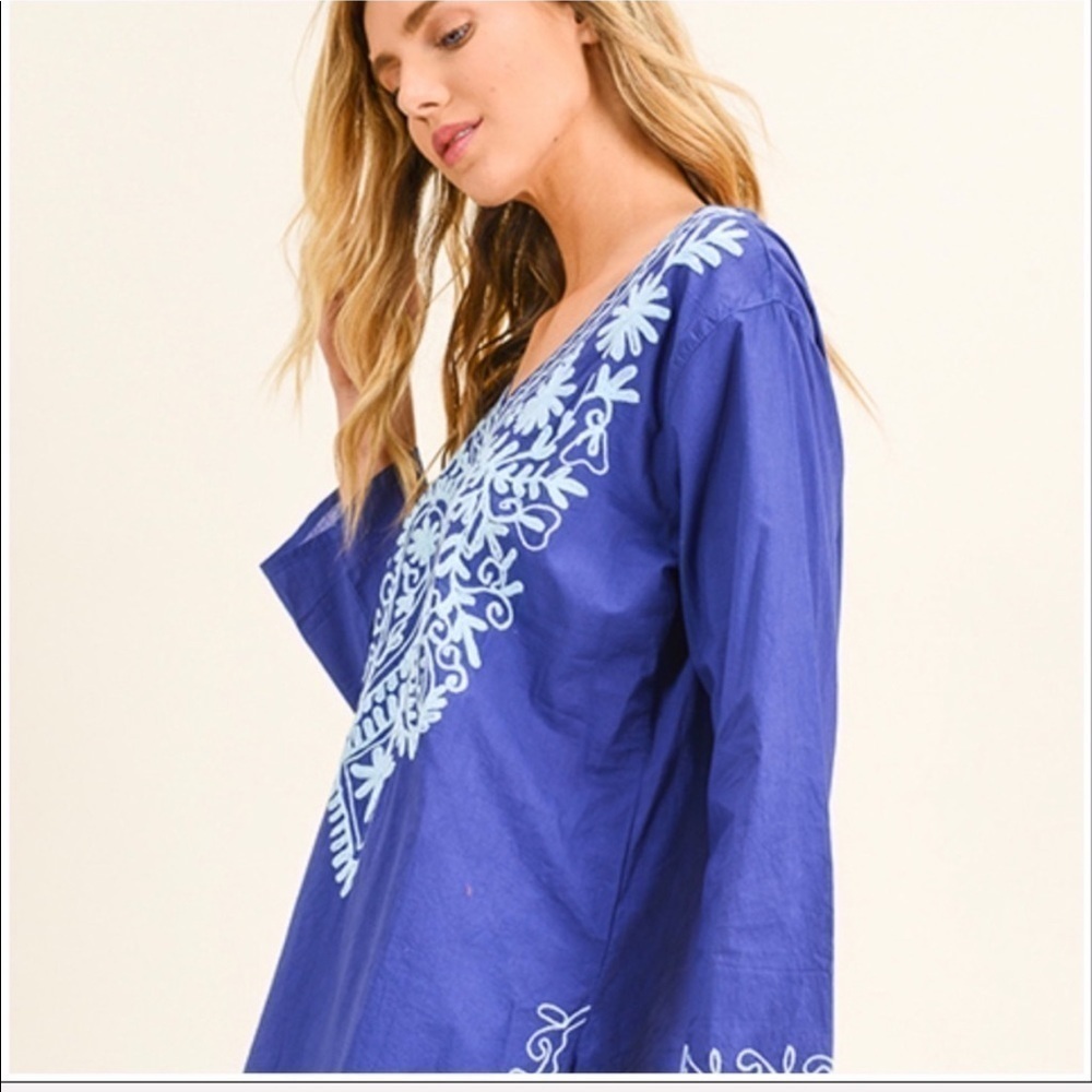 Montrez colbalt blue V-neck beach boho dress - Picture 5 of 8